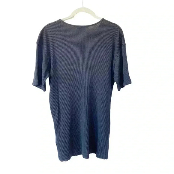 Olsen Black Ribbed Tunic Top Crewneck Half Sleeves Viscose Stretch Casual Classi - Picture 2 of 5